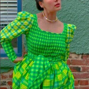 Christopher John Rogers X Target Green Plaid Dress RARE NWT size 6